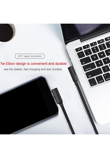 Suntek Örgülü 90 Derece Dik Açı Tip C Mikro Usb