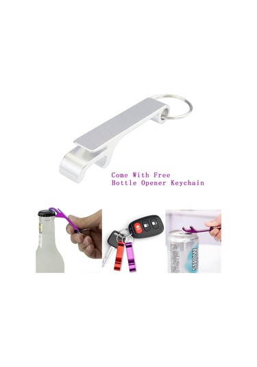 Suofeng Stahl-abs Açıcı Seti: 9.5cm Kapaklı Kavanoz Açıcı Beyaz + Taşınabilir Anahtar Zinciri Lp5 Gümüş Beyaz