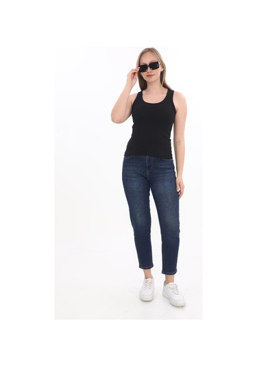 Monox Kadın Fitilli Likralı Pamuklu Askılı Atlet Siyah