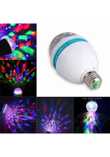 Renkli Led Döner Başlıklı Disko Topu Ampul Gece Lambası Disco Lam