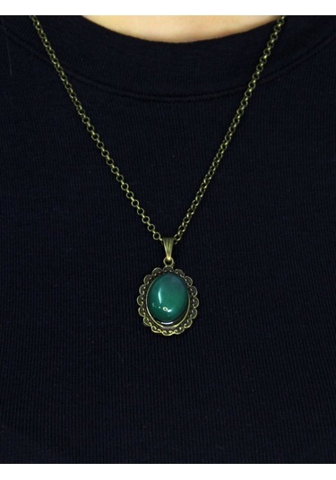 Doğal Taş Yeşil Akik Doğal Taşlı Kadın Doğal Taş Otantik Kolye Euk27ya Yeşil