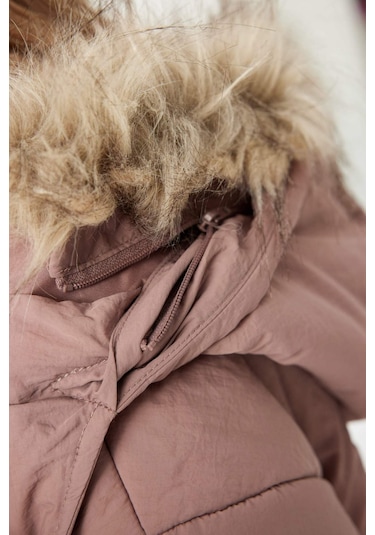 Defacto Kız Çocuk Çıkarılabilir Suni Kürk Yaka Kapüşonlu Parka C8515a824aubr320 Bordo
