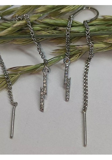 Sılver Whale Gümüş Küpeler Şimşek Çekme Delikli Unused5 237472814 Diğer