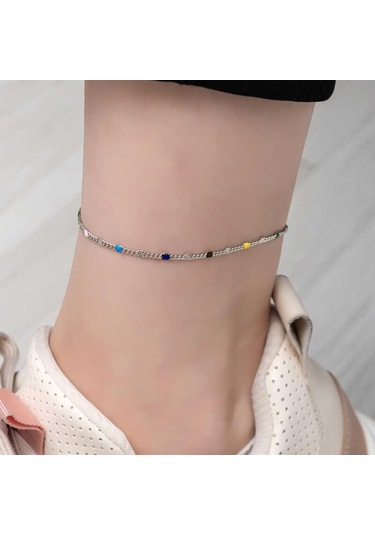 Gümüş Renkli Mineli Halhal-204734 Çok Renkli