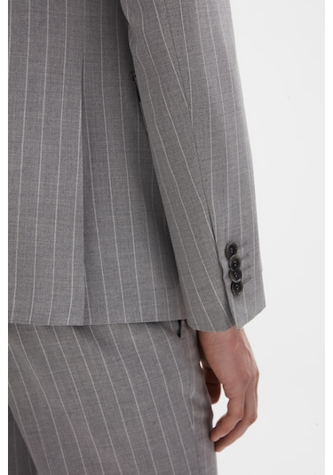 D's Damat Regular Fit Gri Çizgili Kruvaze Takim Elbise 4hf05ort01588 Gri