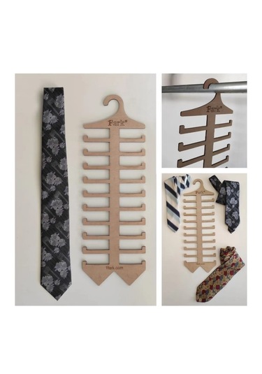 Kıravat Askısı Özel Tasarım Ahşap 5mm Boyasız Doğal Renk Ahşap