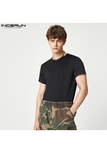 Incerun Yaz Erkek Tek Parça Kısa Kollu Fitness Romper Pijama Leotard Beyaz