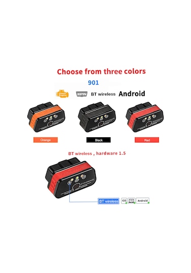Ranyeek Konnweı Kw901 Obd-ıı Bt5.0 Araç Motor Arıza Tanı Cihazı: Hata Okuma/temizleme, Gerçek Zamanlı Veri, 12v Benzin/dizel Uyumlu