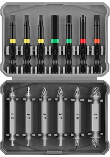Springsun 13 Parça Çift Uçlu Vida Çıkarıcı Seti - 1-14mm Aralığı, Çelik Materyal, Li-pil Matkap/deşarj Matkap İle Uyumlu, Tamir Araçları Kutusuyla