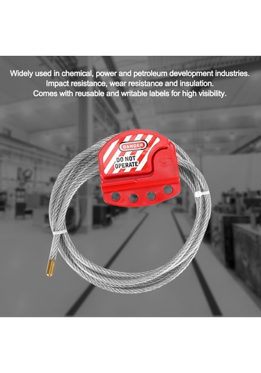 Geeroyoo Stok Durumu Güvenlik Kablosu Kilit - 4mm Paslanmaz Çelik, 4 Anahtar Delikli, Etiketli, Kimyasal-elektrik Endüstrisi İçin 1.8m Uzunluk