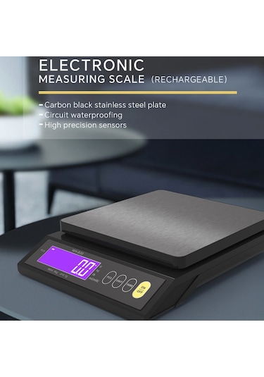 Tenfowee "ıp67 Su Geçirmez Mutfak Terazisi - 10kg/0.1g Hassas Ölçüm, Otomatik Kapanma, Usb Şarjlı" Siyah