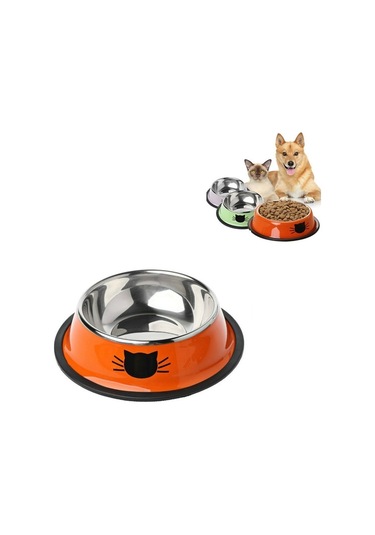 Cbtx Kaymaz Pet Paslanmaz Çelik Boyalı Kedi Maması Besleyici