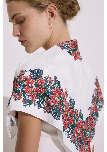 Saten Desenli Fular Dahlıa Dahlıa