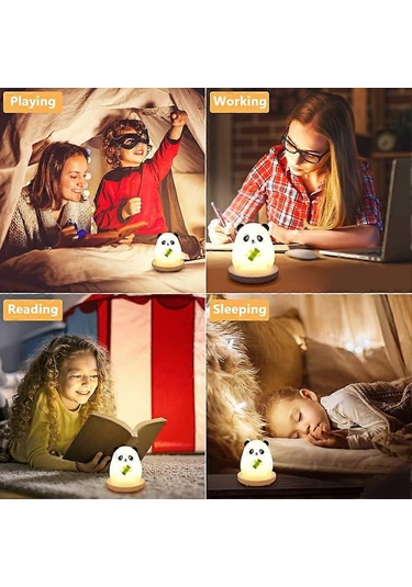 Çocuklar İçin Led Gece Lambası, Sevimli Panda Gece Lambası, Dokunmatik Sensörlü Yumuşak Silikon Gece Lambası