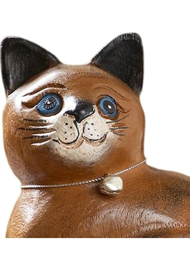 Opulentliving Ahşap Kedi Heykeli, Yatak Odası Dekoru, Sevimli Yavru Kedi Süsü, L Kafa Sol, Ev Hediyesi L Kafa Sol