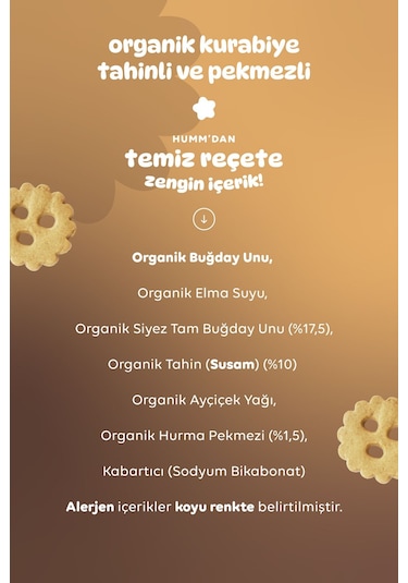 Humm Organic Organik Chefline Tahinli Pekmezli Vegan Kurabiye 6 x 55 G
