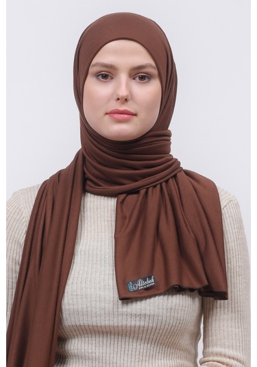 Altobeh Tesettür Kadın Düz Renk Penye Şal Hijab - Çikolata