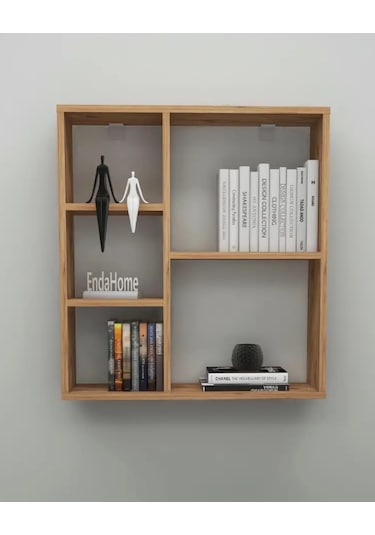 Reyo Enda Home Myra 5 Gözlü Çok Amaçlı Modern Duvar Rafı Atlantik Çam Atlantik Çam