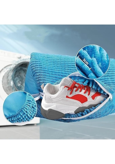 Ayakkabılar İçin Özel Çamaşır Makinesi Deformasyon Önleyici Yıkama Torbası Mavi