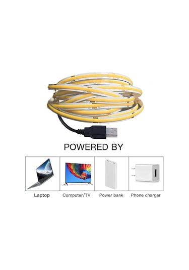 Soğuk Beyaz Usb Güç Kaynağına Sahip Dc5v Cob Led Işık Şeridi 320led/m Yüksek Yoğunluklu Esnek Aydınlatma 3000k/4500k/6500k Çok Renkli Işık Şeridi 2m