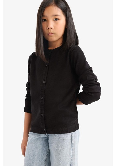 Defacto Kız Çocuk Bisiklet Yaka Düğmeli Hırka N8407a625aubk27 Siyah