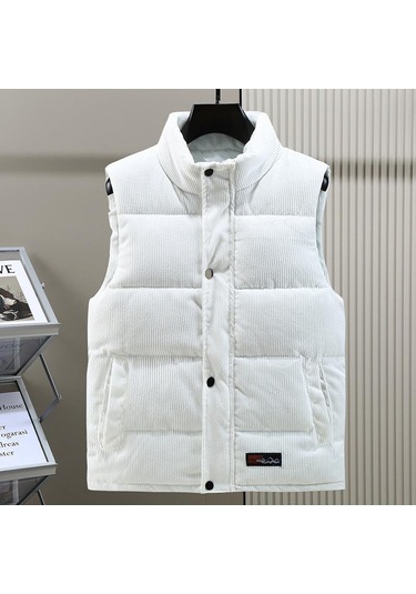 Erkek Ceket Sonbahar Sıcak Pamuk Kalın Ceket Erkek Kış Artı Boyutu Giyim Erkek Yelek Beyaz