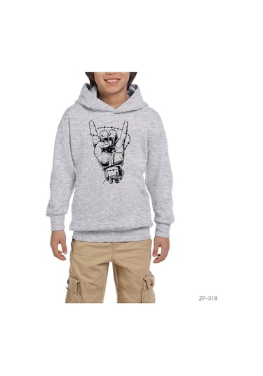 Californication Metal Gri Çocuk Kapşonlu Sweatshirt Gri