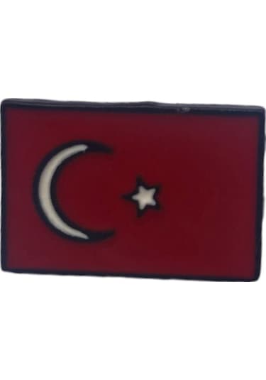 Herşey Nota Türk Bayrağı Yaka İğnesi Rozet Kırmızı - Beyaz