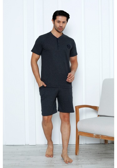 Yüksek Kaliteli Pamuk Penye: Erkekler İçin Mevsimlik 3 Parça Kısa Kollu Pijama Takımı Babalar Günü Hediyesi Füme Yüksek Kaliteli Pamuk Penye: Erkekler İçin Mevsimlik 3 Parça Kısa Kollu Pijama Takımı Babalar Günü Hediyesi Füme