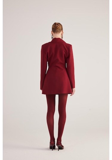 Holly Lolly Belden Oturmalı Fit Kesim Deja Blazer Ceket Bordo