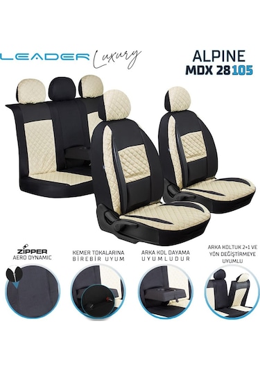 Seat İbiza Station Wagon Uyumlu Oto Koltuk Kılıfı Kapitone Alpine Bej Siyah