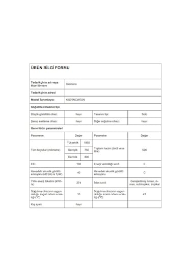 Siemens KG76NCWE0N 526 LT No-Frost Kombi Tipi Buzdolabı