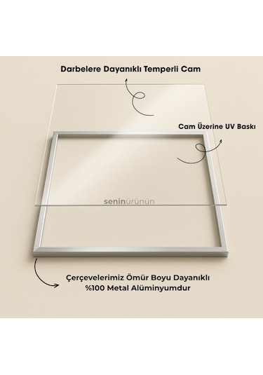 Gerçek Cama Baskı Ayetel Kürsi Cam Tablo Tekli D021