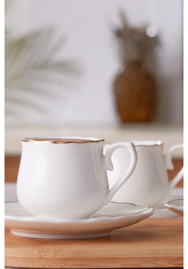 Emsan Beykoz 6 Kişilik Kahve Fincanı Takımı 90 ML Beyaz