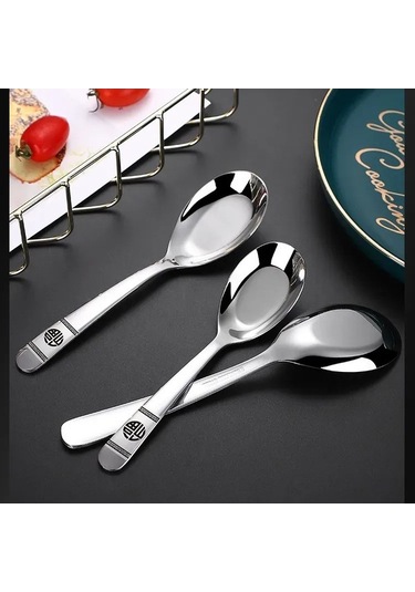 Pazly Paslanmaz Çelik 3'lü Yemek Kaşığı Seti - Gümüş Rengi, Dayanıklı Ve Şık Masa Ürünü Gümüş