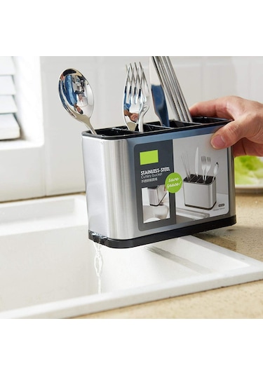 Wezone Sanwan 4 Bölmeli Paslanmaz Çelik Mutfak Eşyası Organizer, 18 X 8.6 X 13 Cm Diğer