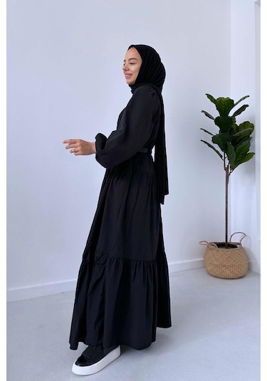 Kahijab Poplin Rahat Elbise - Siyah