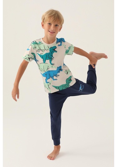 Roly Poly 3360 Dinosaur Erkek Çocuk Pijama Takımı 001