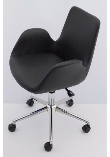 Hava Siyah Deri Ofis Çalışma Koltuğu