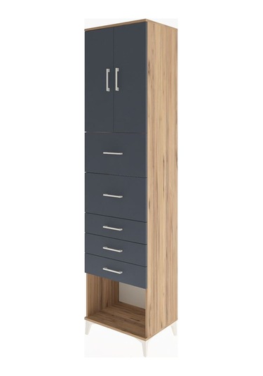 Hyperion Dolap 2 Raflı 5 Çekmeceli 2 Kapaklı 60x44x243 Çam-an... Çam