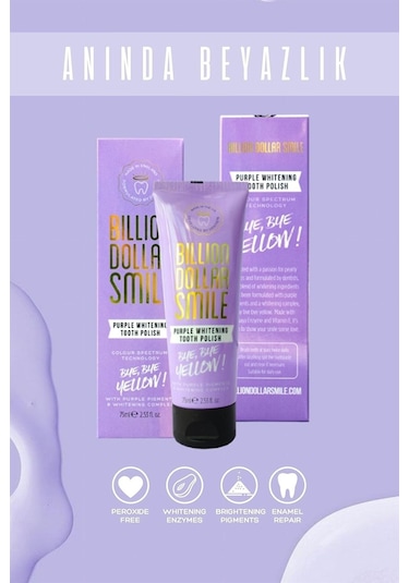 Billion Dollar Smile Purple Whitening Beyazlatıcı Diş Macunu 75 ML