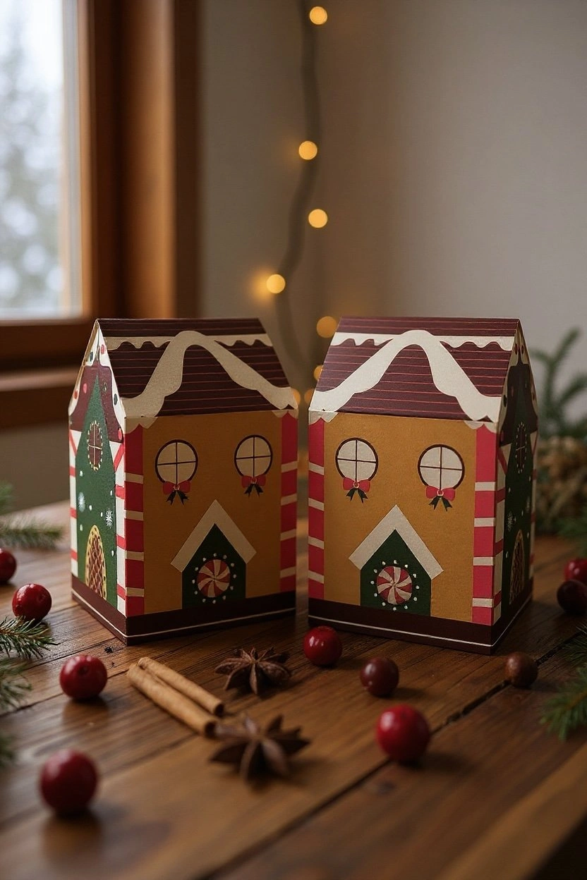 Yılbaşı Ev Tasarımlı Kutu Çanta, Yeniyıl, Parti, Hediye Çantası,