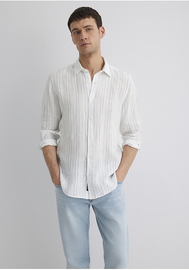 Mavi - Çizgili Mavi Gömlek 0211525-89288 Mavi