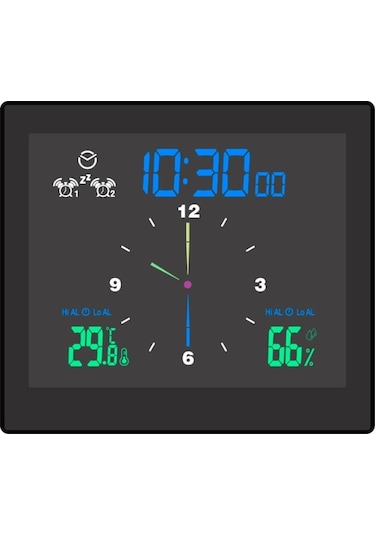 Sıcaklık Nem Ölçer Ip65 Su Geçirmez Dijital Saat, Büyük Lcd Ekran, Alarm Ve Geri Sayım Fonksiyonu, Siyah Ts-wp10 Siyah Siyah