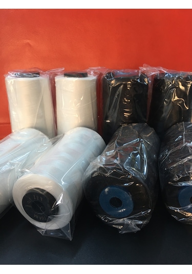 Overlok İpliği 4 Ad. Beyaz + 4 Ad. Siyah