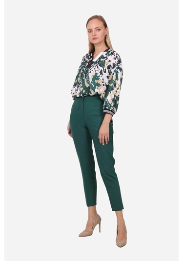 Kadın Yüksek Bel Klasik Pantolon Frn2054 Yeşil