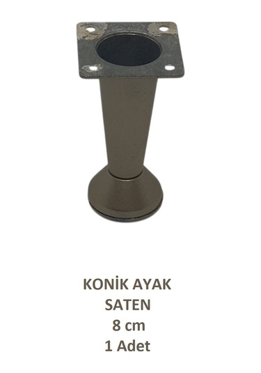 Adilon Konik Ayak, Saten, 8 Cm, 1 Adet Dolap, Mobilya, Puf Ayağı Vidaları Hediye Saten