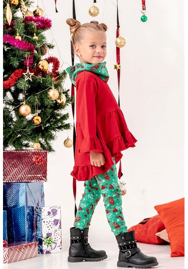 Kız Çocuk Noal 3'lü Grinch Tayt Takım Yeşil