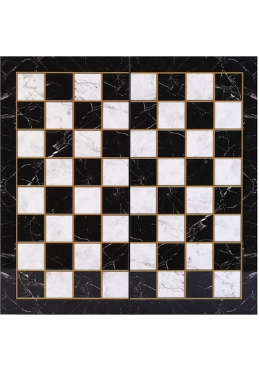 Battal Boy Metal İngiliz Satranç Takımı Parlak Ve Katlanır Mermer Desenli Mdf Ahşap Satranç Tahta 43x43 Cm.
