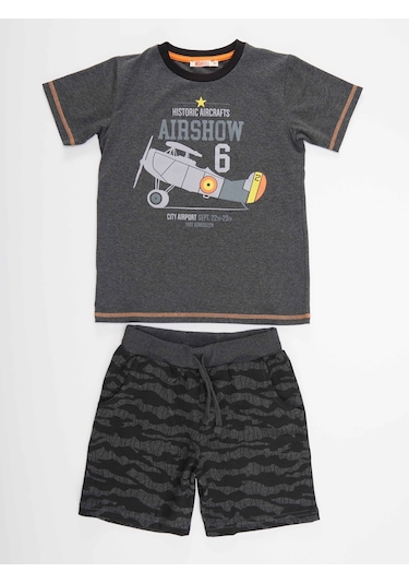Denokids Mshb&g Uçak Erkek Çocuk T-shirt Şort Takım Çok Renkli
